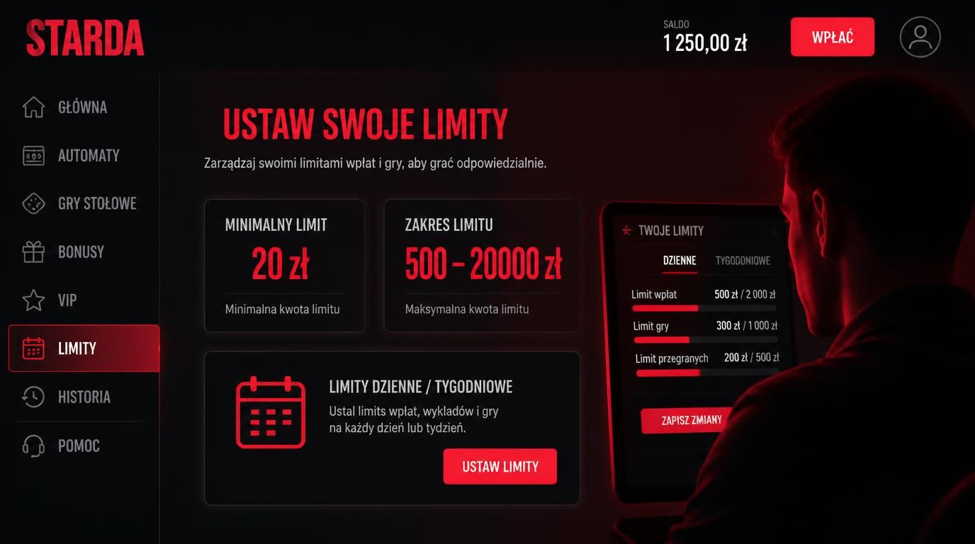 Widoczne limity wpłat – minimalna i maksymalna kwota